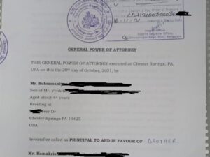 How can I give my brother in India a power of attorney while overseas?