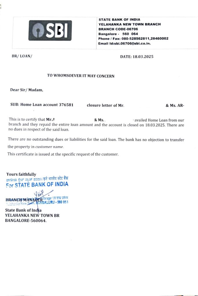 Loan Closure letter