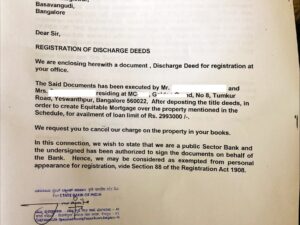 How to remove mortgage lien registered in sub-registrar office in Karnataka?