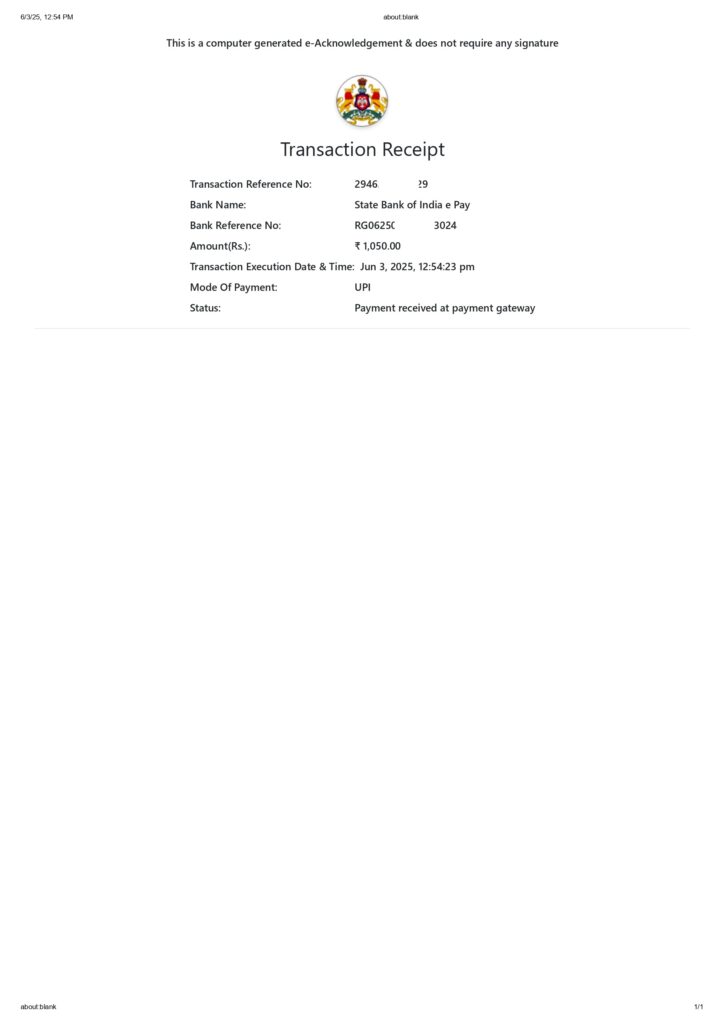 Government fee payment for Discharge Deed