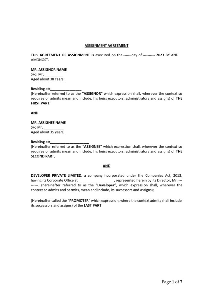 ASSIGNMENT AGREEMENT page 0001