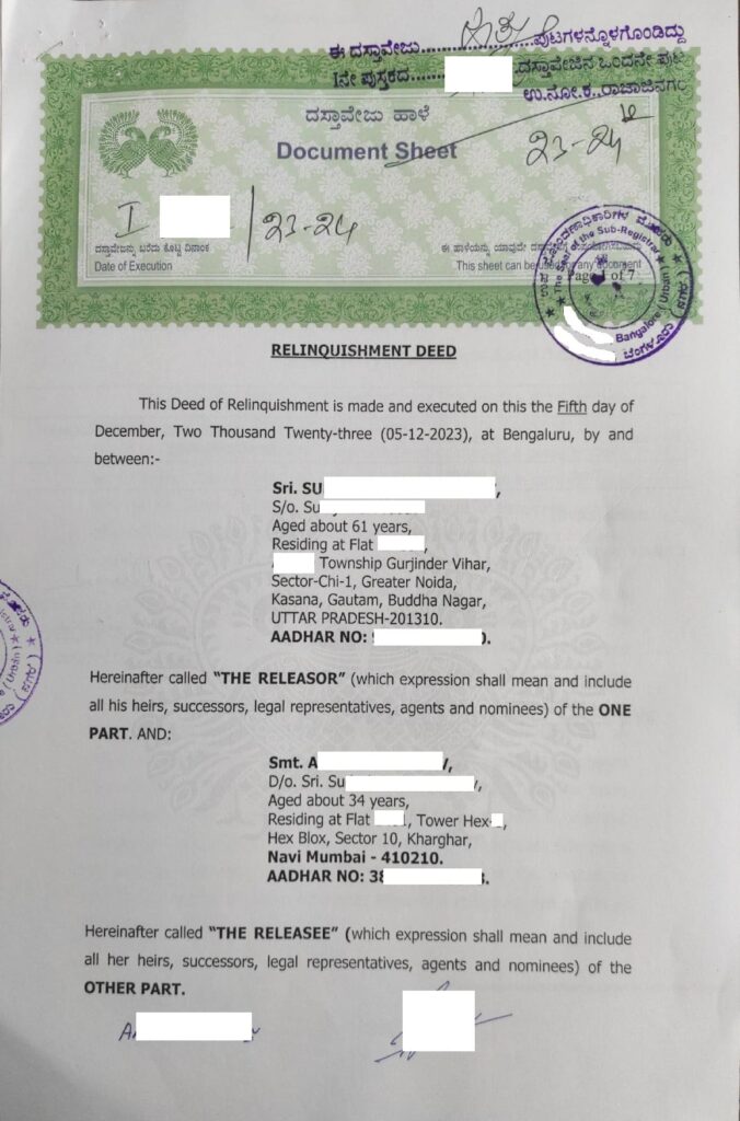 Relinquishment deed image