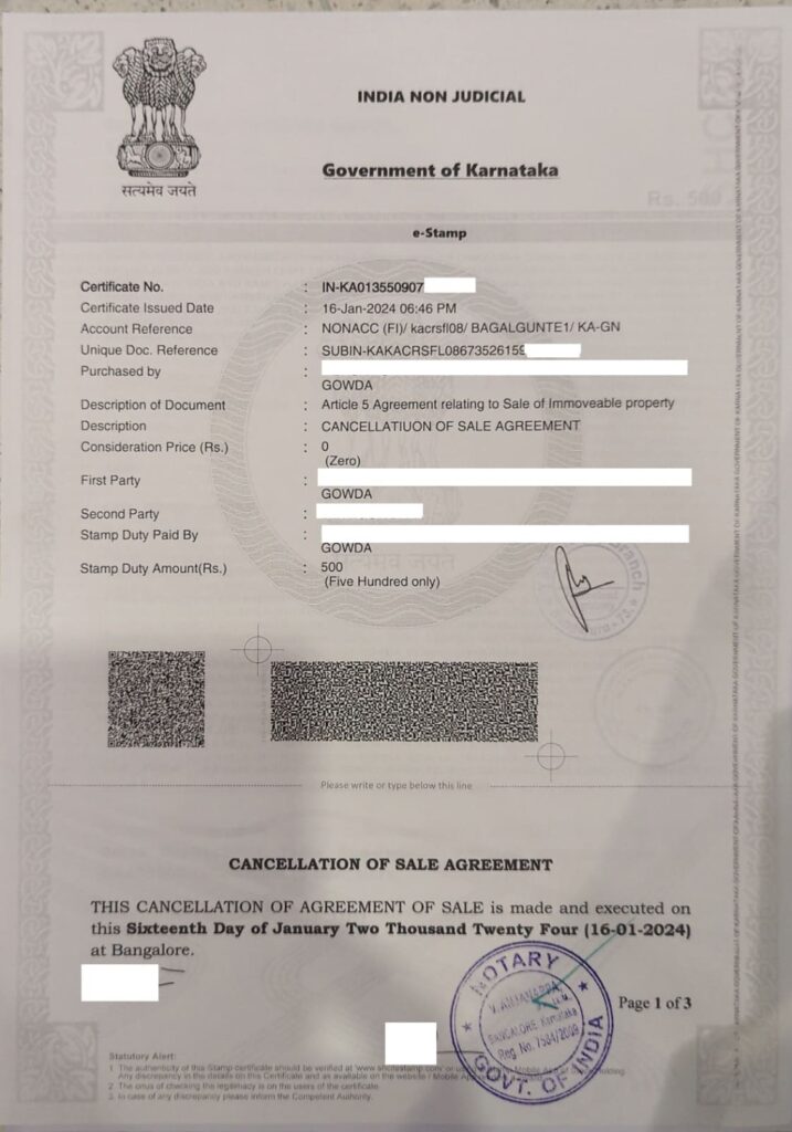 Cancellation agreement