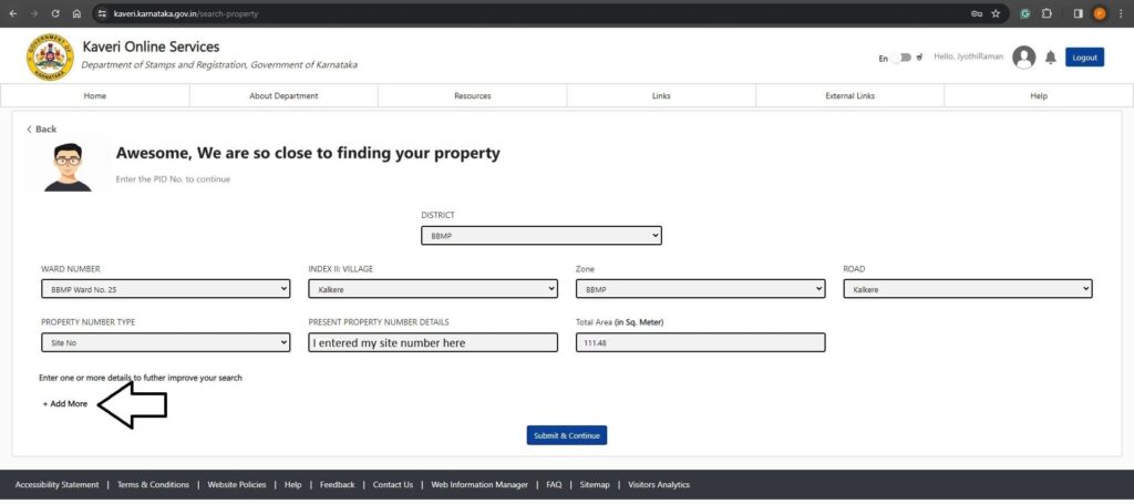 Fidning your property Add more 1