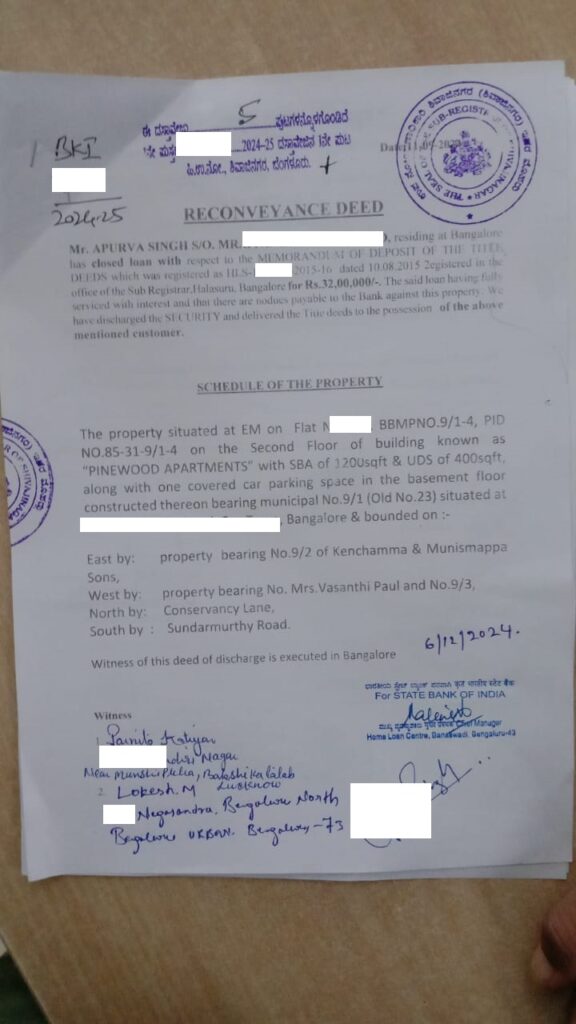 Reconveyance Deed after registration