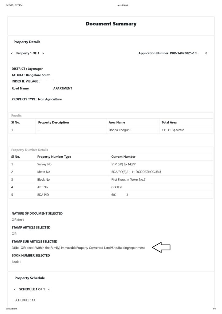 Summary report Gift deed page 0001