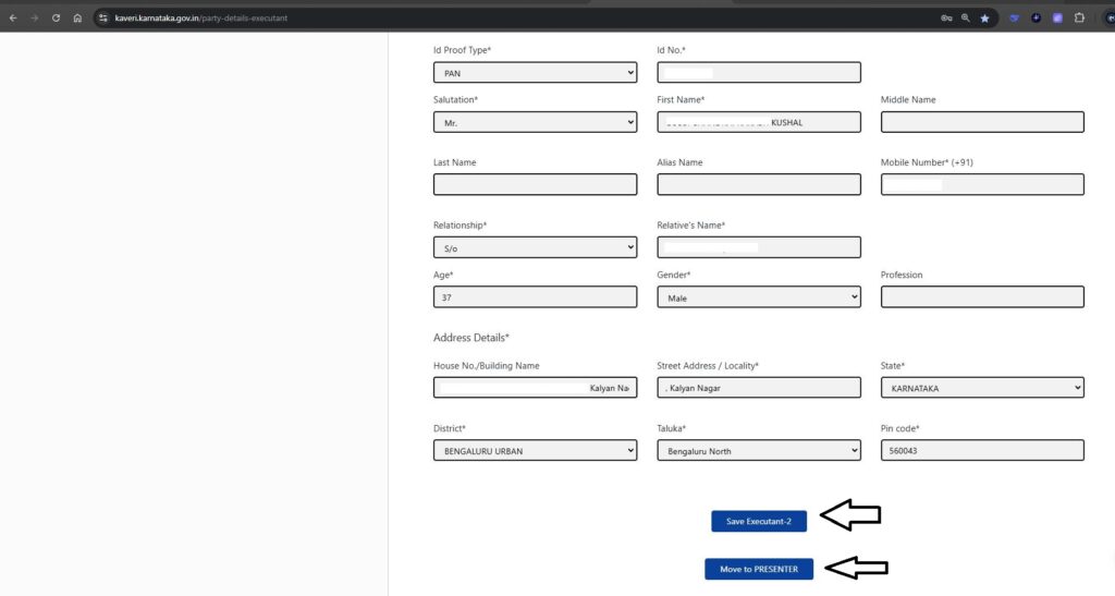 Executant 2 details of name and address