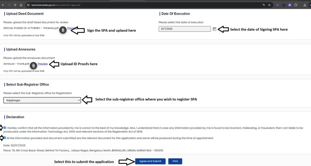 Upload and Declaration