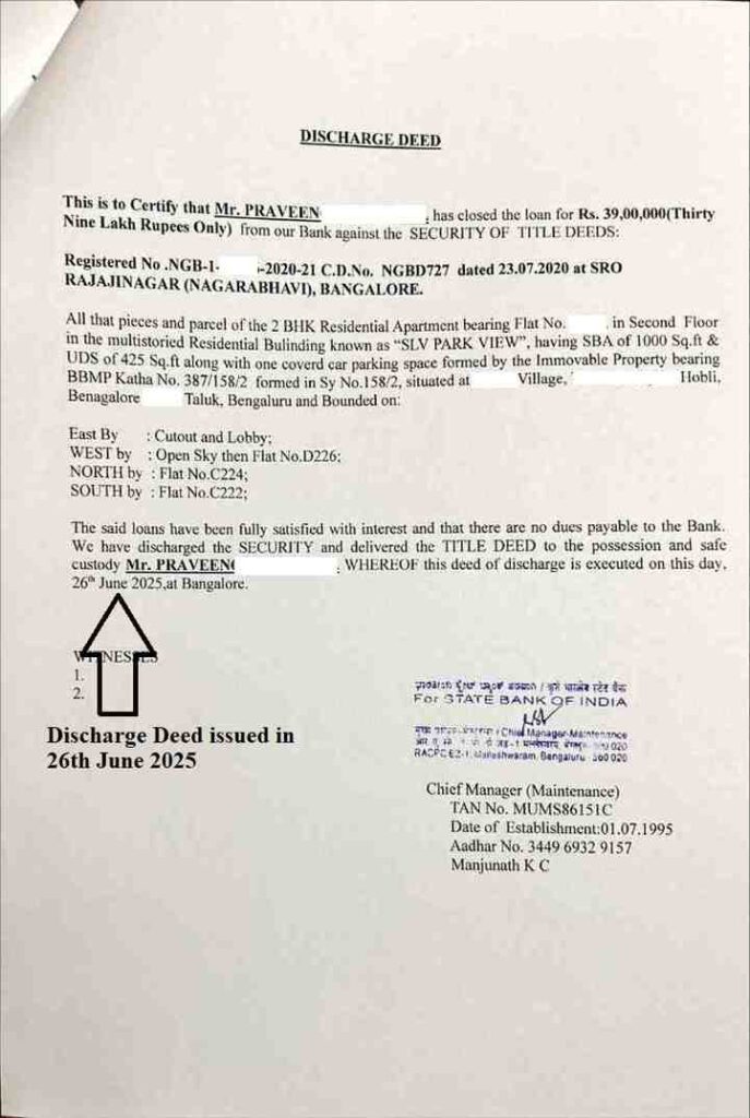 DischargeDeedwithearlierdate